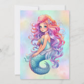 Zeemeermin onder het Zee Pastel Verjaardagsfeest Kaart (Achterkant)