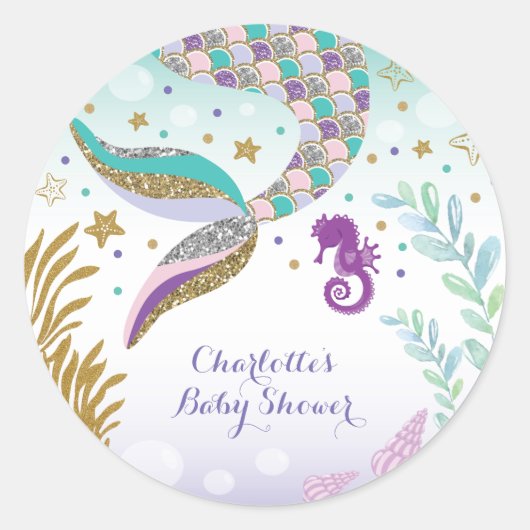 Zeemeermin onder het Zee Pool Party Dank u Sticker (Voorkant)