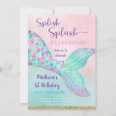 Zeemeermin onder het Zee roze gouddag Kaart (Voorkant)