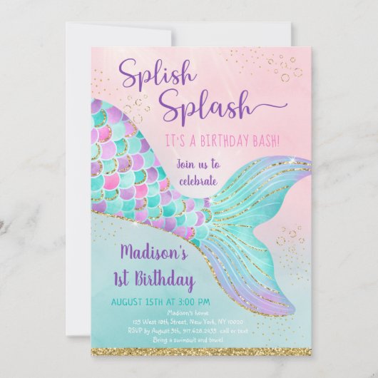 Zeemeermin onder het Zee roze gouddag Kaart (Voorkant)