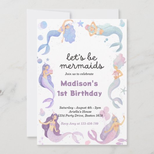 Zeemeermin onder het Zee roze gouddag Kaart (Voorkant)