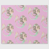 Zeemeermin onder het zee Roze omvulpapier Cadeaupapier (Vlak)
