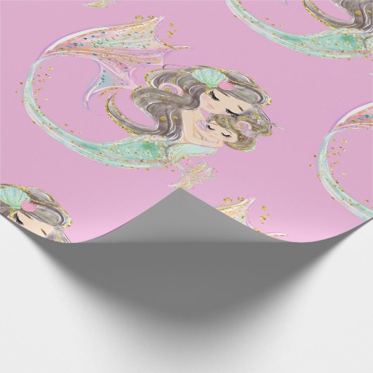 Zeemeermin onder het zee Roze omvulpapier Cadeaupapier (Hoek)