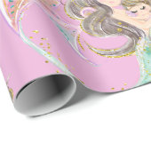 Zeemeermin onder het zee Roze omvulpapier Cadeaupapier (Rol Hoek)