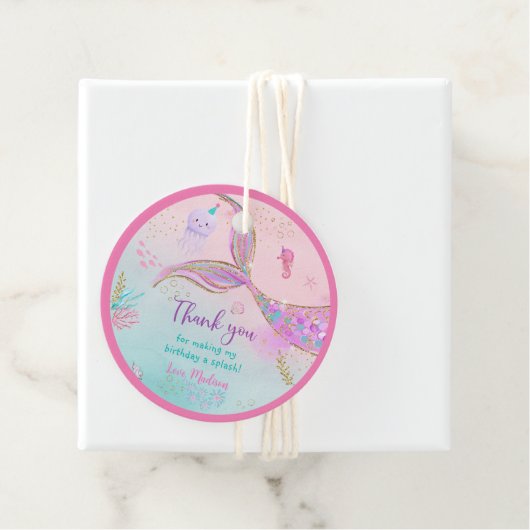 Zeemeermin onder het Zee Roze Paarse verjaardag Bedankjes Labels (In situ)