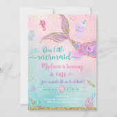 Zeemeermin onder het Zee Roze Paarse Verjaardag Kaart (Voorkant)