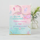 Zeemeermin onder het Zee Roze Paarse Verjaardag Kaart (Staand voorkant)