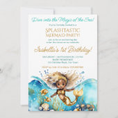 Zeemeermin onder het zee schattig Afrikaans meisje Kaart (Voorkant)