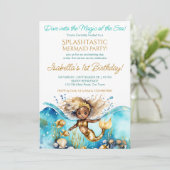 Zeemeermin onder het zee schattig Afrikaans meisje Kaart (Staand voorkant)