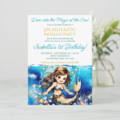 Zeemeermin onder het zee schattig meisje verjaarda kaart (Staand voorkant)