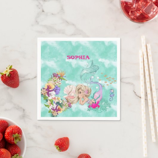 Zeemeermin onder het Zee Schattigee servetten (Insitu)