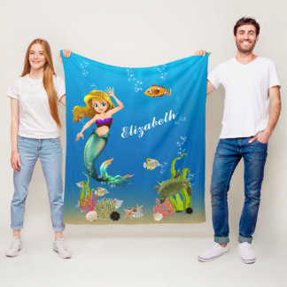 Zeemeermin onder het Zee schildpad Fleece Deken