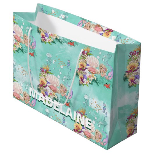 Zeemeermin onder het Zee Seahorse Groot Cadeauzakje (Voorkant Gekanteld)