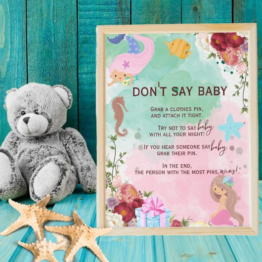 Zeemeermin onder het Zee Shhhh, zeg geen Baby Poster