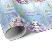 Zeemeermin onder het Zee Splash Verjaardag Welkom Cadeaupapier (Rol Hoek)