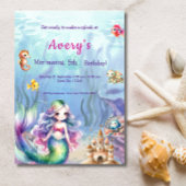 Zeemeermin onder het Zee Splash verjaardagsfeestje Kaart