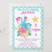 Zeemeermin onder het Zee Turquoise Glitter Verjaar Kaart (Voorkant)