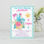 Zeemeermin onder het Zee Turquoise Glitter Verjaar Kaart (Staand voorkant)