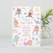 Zeemeermin onder het Zee Twee Het Zee 2e Verjaarda Kaart (Staand voorkant)