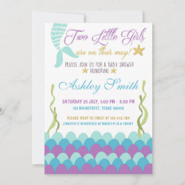Zeemeermin onder het Zee Twins Baby shower Invitat Kaart