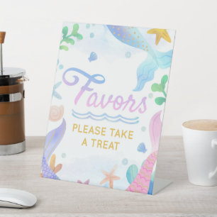 Zeemeermin onder het Zee van de geboorte Party Fav Reclamebord Met Voetstuk