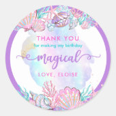 Zeemeermin onder het Zee van de geboorte Party Fav Ronde Sticker (Voorkant)