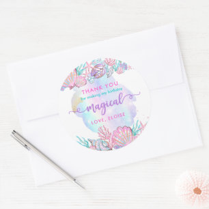 Zeemeermin onder het Zee van de geboorte Party Fav Ronde Sticker