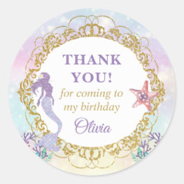 Zeemeermin onder het Zee van de geboorte Party Fav Ronde Sticker