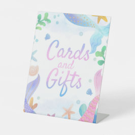 Zeemeermin onder het Zee van geboortecards en cade Reclamebord Met Voetstuk