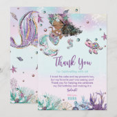 Zeemeermin Onder het Zee Verjaardag Baby shower Af Bedankkaart (Voorkant / Achterkant)