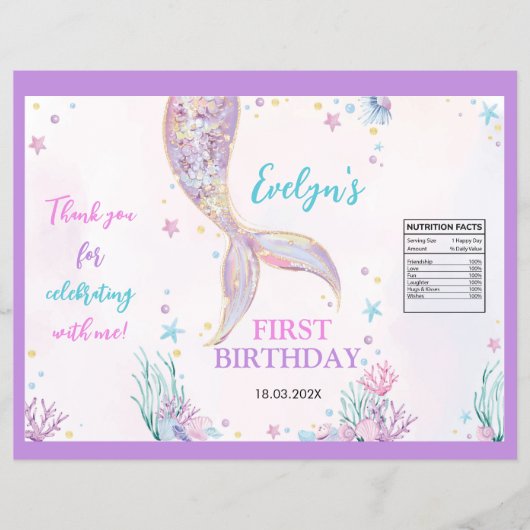 Zeemeermin onder het Zee Verjaardag Chip Bag Wrapp Flyer (Voorkant)