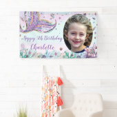 Zeemeermin Onder Het Zee Verjaardag Foto Achtergro Spandoek (Insitu)