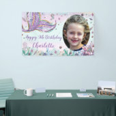 Zeemeermin Onder Het Zee Verjaardag Foto Achtergro Spandoek (Beurs)