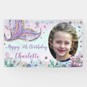 Zeemeermin Onder Het Zee Verjaardag Foto Achtergro Spandoek (Horizontaal)