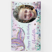 Zeemeermin Onder Het Zee Verjaardag Foto Achtergro Spandoek (Verticaal)