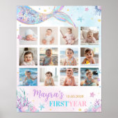 Zeemeermin onder het Zee Verjaardag Foto Milestone Poster (Voorkant)