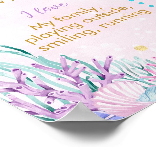 Zeemeermin onder het Zee Verjaardag Mijlpaal Teken Poster (Hoek)