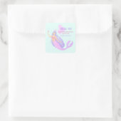 Zeemeermin Onder het Zee Verjaardagsblauw Dank u Vierkante Sticker (Tas)