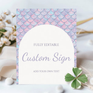 Zeemeermin onder het Zee Verjaardagsfeestbord Reclamebord Met Voetstuk