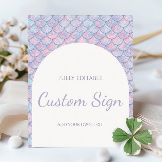 Zeemeermin onder het Zee Verjaardagsfeestbord Reclamebord Met Voetstuk