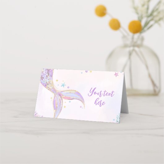 Zeemeermin onder het Zee Verjaardagsfeestje Food T Plaatskaartje (Voorkant)