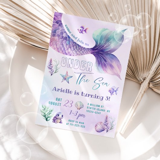 Zeemeermin Onder het zee verjaardagsfeestje Kaart