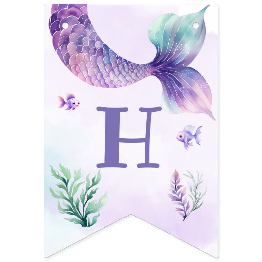 Zeemeermin Onder het zee verjaardagsfeestje Vlaggetjes (Tweede vlag)