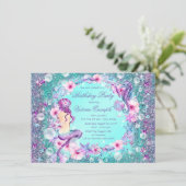 Zeemeermin onder het Zee Verjaardagsfeestuitnodigi Kaart (Staand voorkant)