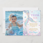 Zeemeermin onder het Zee Verjaardagsfoto Bedankkaart (Voorkant)