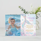 Zeemeermin onder het Zee Verjaardagsfoto Bedankkaart (Staand voorkant)