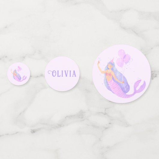 Zeemeermin Onder het Zee Verjaardagsmeisje Leeftij Confetti (Achterkanten)