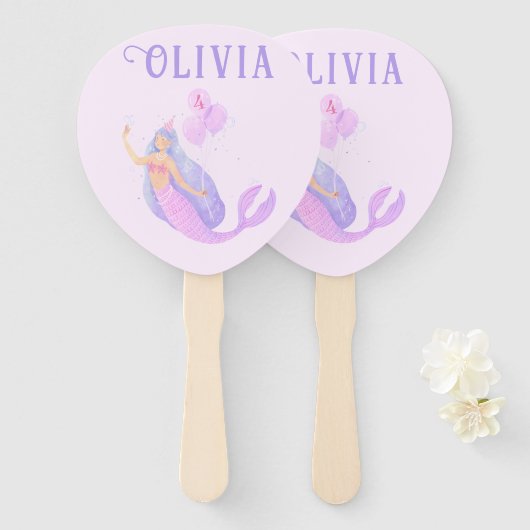 Zeemeermin Onder het Zee Verjaardagsmeisje Leeftij Handwaaier (Voorkant en achterkant)