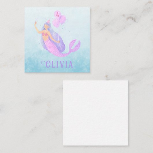 Zeemeermin Onder het Zee Verjaardagsmeisje Leeftij Informatiekaartje (Voorkant / Achterkant)