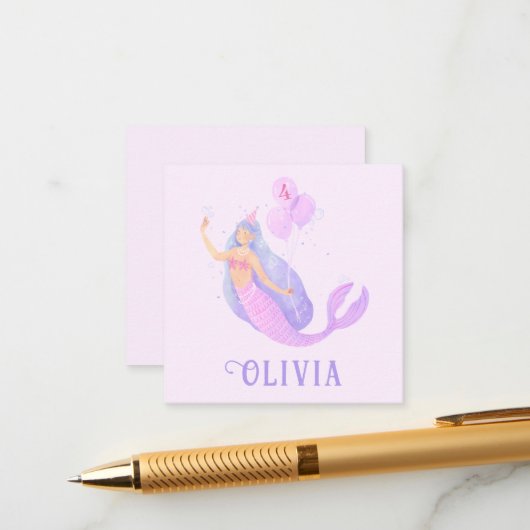 Zeemeermin Onder het Zee Verjaardagsmeisje Leeftij Informatiekaartje (Voorkant / Achterkant in situ)